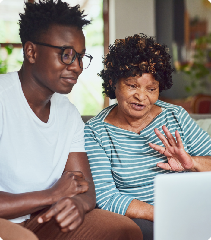 blue background with text: Safeguard your digital world. Protect your financial future with these digital safety tips.