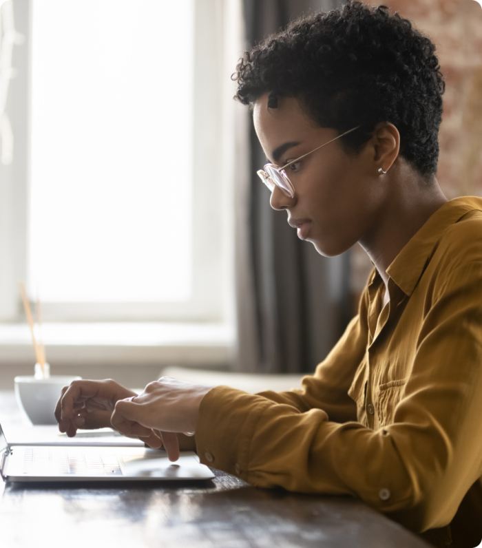 blue background with text: Safeguard your digital world. Protect your financial future with these digital safety tips.