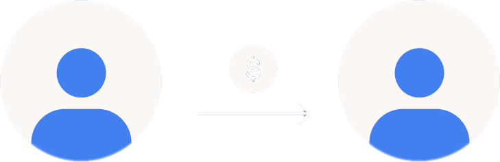 icons representing a transfer of money