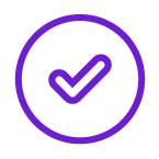 Purple clock in circle icon