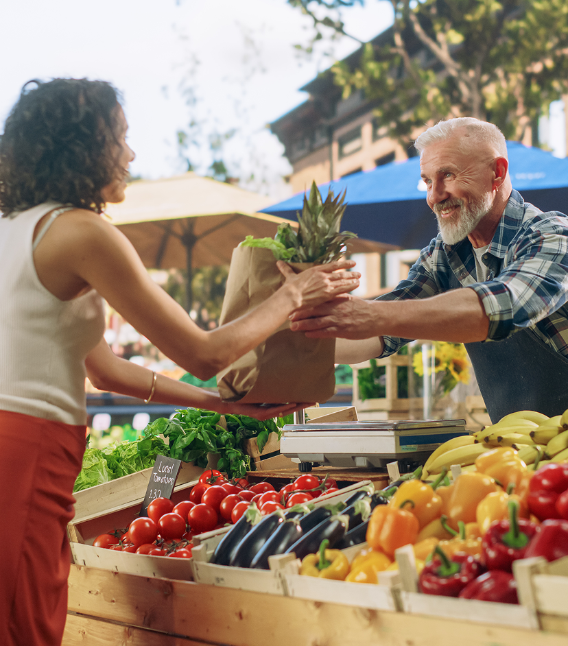 people at a farmer's market