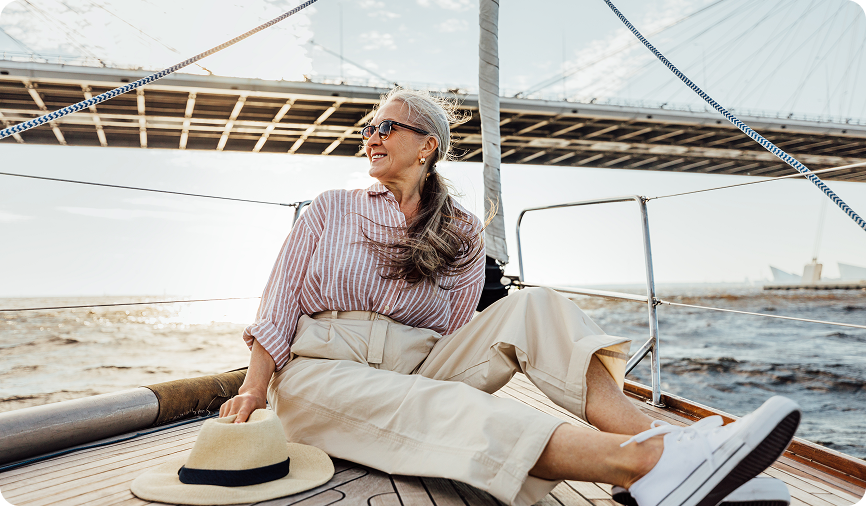 woman sitting on a boat