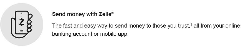 Send money with Zelle®. The fast and easy way to send money to those you trust.