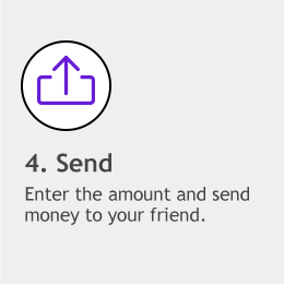 4. Send. Enter the amount and send money to your friend.