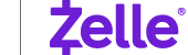 Zelle purple text logo.